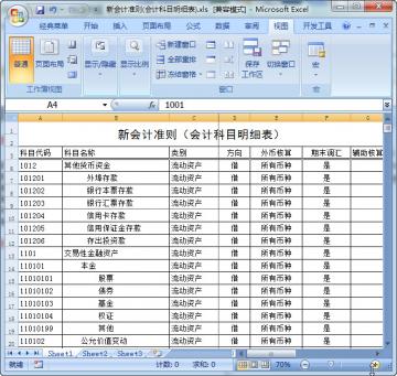 新会计科目表
